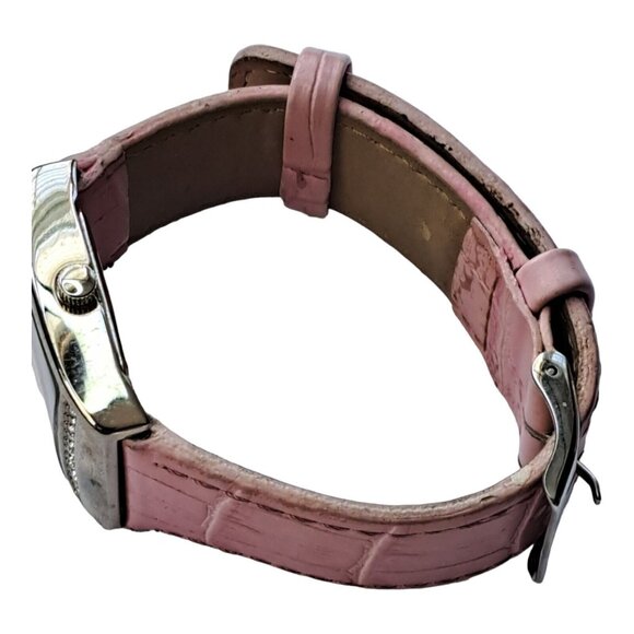 Mary Kay Womens Watch Silver Tone Rhinestone Wide Leather Pink Band Analog READ - Picture 5 of 9